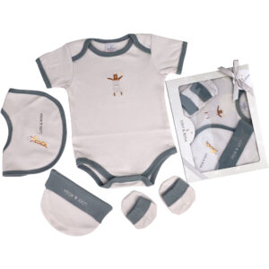 5pcs Baby Gift Set - Hat, Bodysuit, Bib, & A Pair of Socks